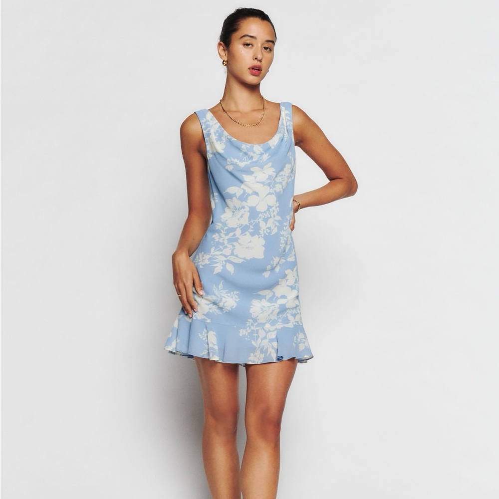 Reformation Blue and White Floral Mini Dress